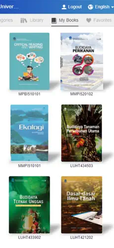 ABADI library showing a collection of digital learning books