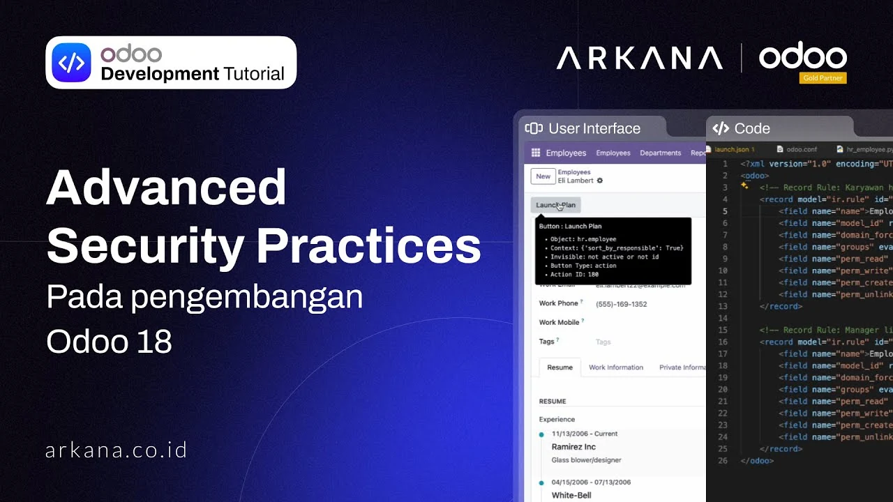 Original Arkana thumbnail for the Odoo 18 Advanced Security Practices tutorial.